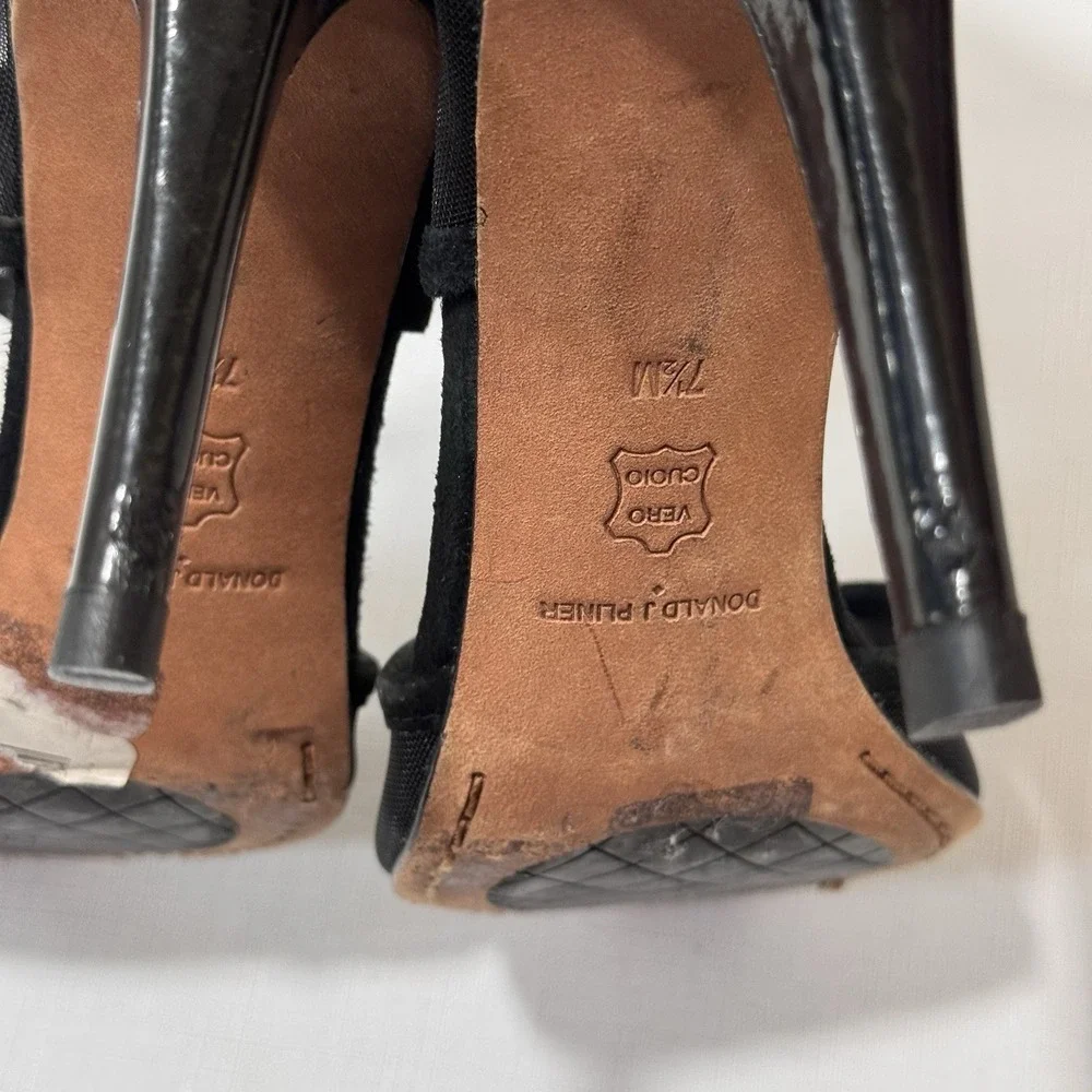 Donald J Pliner Adele‎ Women's Heel Sandals Black Mesh Zip Closure Women's 7.5M